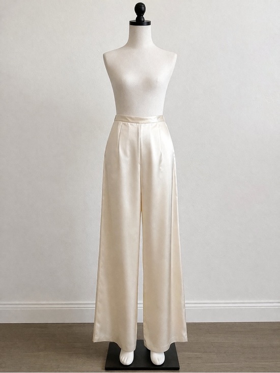 Ralph Lauren Pants - Lauren Ralph Lauren 100% Silk Ivory Satin Wide Leg Dress Pants Petite
